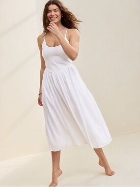 aerie | Dresses | Aerie Green And Cream Striped Midi Dress | Poshmark